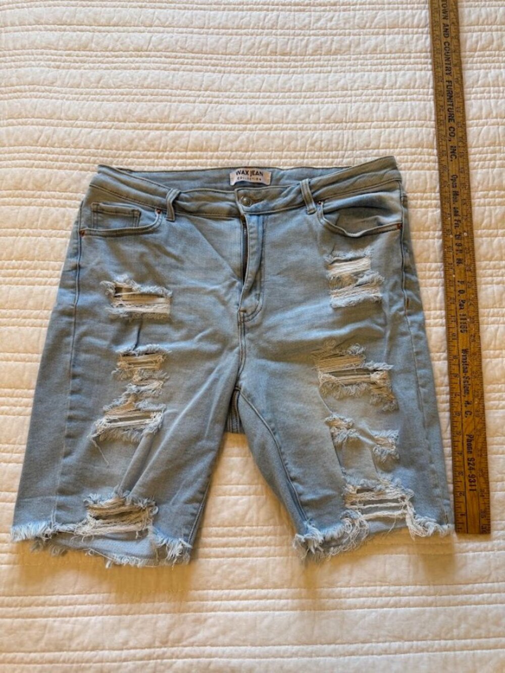 Wax Jean 5 Pocket Womens Bermuda 2X Distressed Denim 5 Pocket Shorts